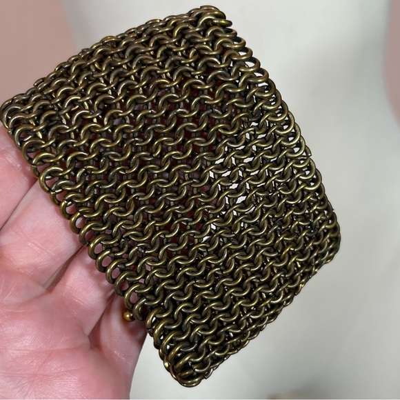 Vintage Y2K Heavy Gold Chainmail Victorian Medieval goth wide bracelet - Picture 15 of 17